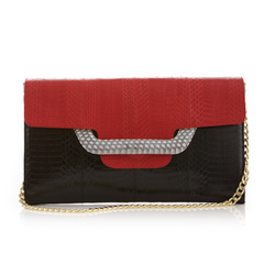 ULALAH clutch bag with removable strap red and black belly cobra