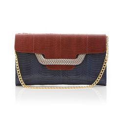 ULALAH clutch bag with removable strap cassis and navy cobra