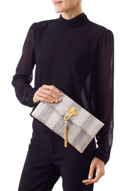 VOOM clutch bag shimmery white