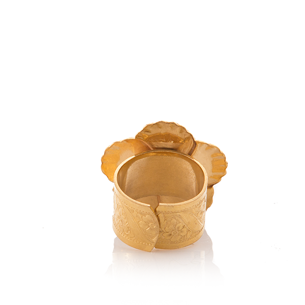 VIOLETTE gold floral adjustable ring