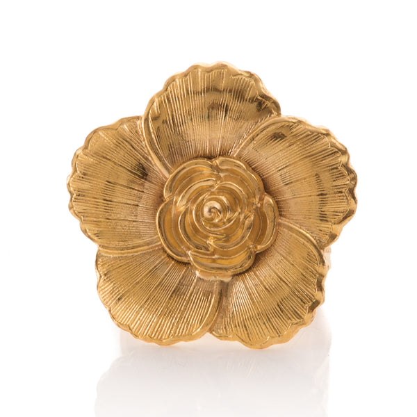 VIOLETTE gold floral adjustable ring