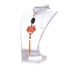 VOLUTE Adjustable Tasseled Gold-Plated Necklace & Orange Lacquered-Horn