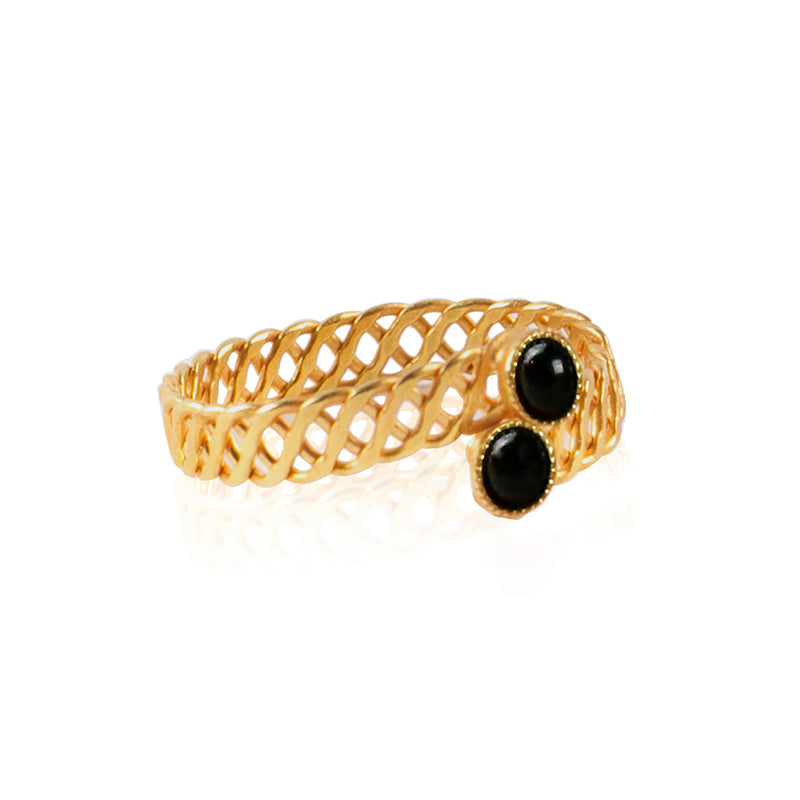 Halley Adjustable Black Ring