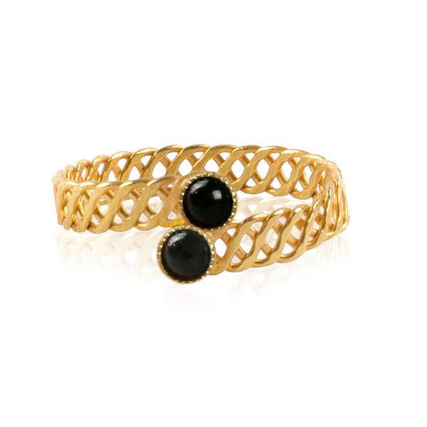 Halley Adjustable Black Ring