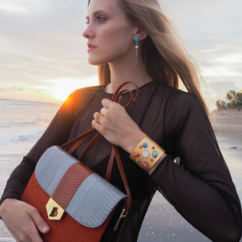 Crossbody bag LIM LE FO Open sky and paprika colour