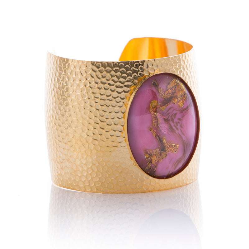 AURA Bracelet Gold-Plated Pink Cuff
