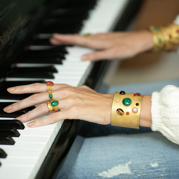 JANIS adjustable ring malachite