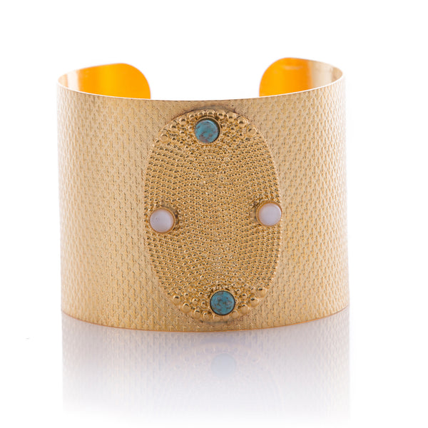 HEMERA Bracelet Gold-Plated Turquoise Cuff