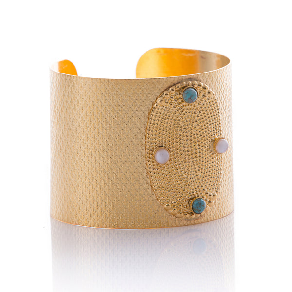 HEMERA Bracelet Gold-Plated Turquoise Cuff