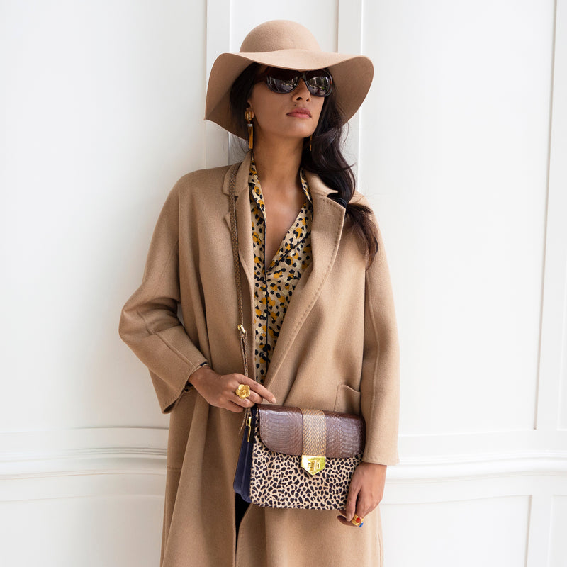 Crossbody Bag LIM LE FO Brown Cobra and Leopard Print