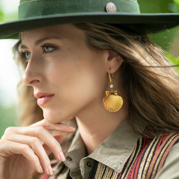 MARCIA Gold earrings,  white pearl