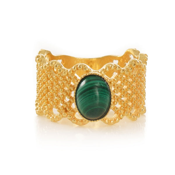 ZAELIS lace ring malachite