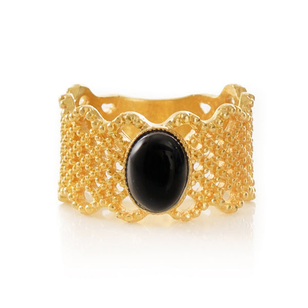 ZAELIS lace ring black agate