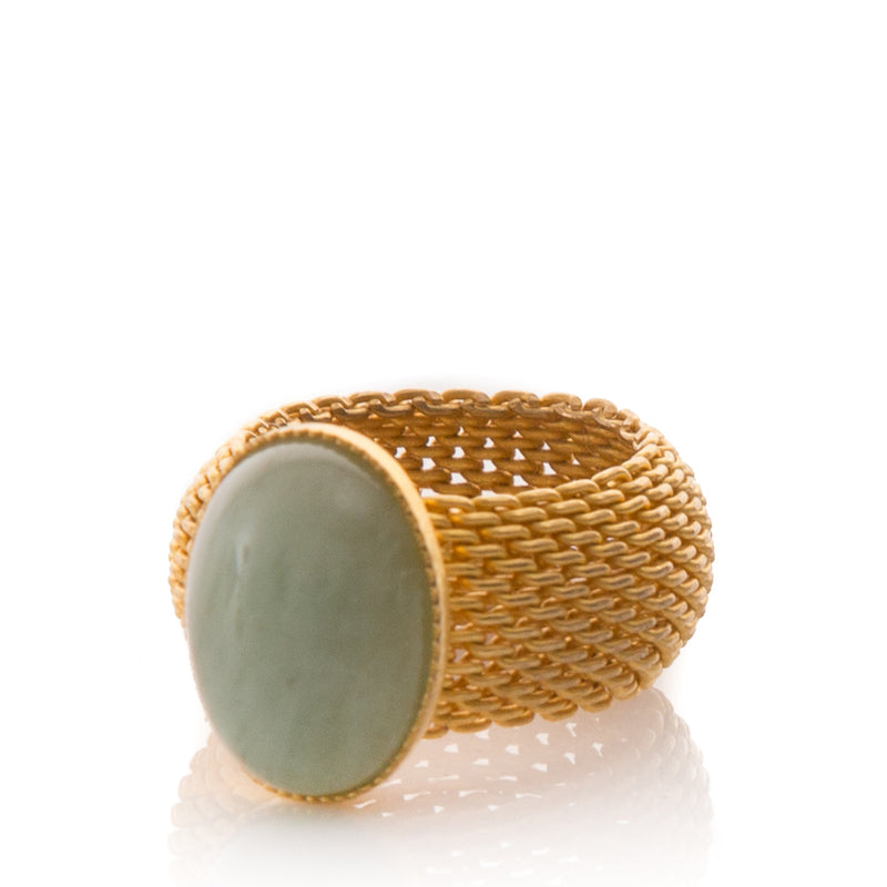 SHANTA mesh ring & aventurine cabochon