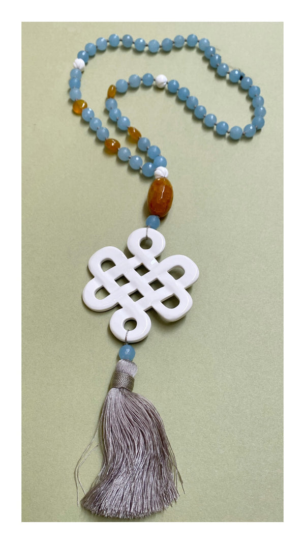 INFINITY  necklace lacquered horn & semiprecious stones