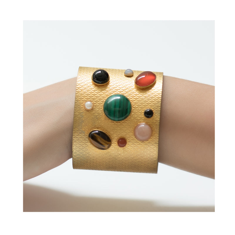 PHEBEE bracelet gold-plated cuff assorted semi precious stones