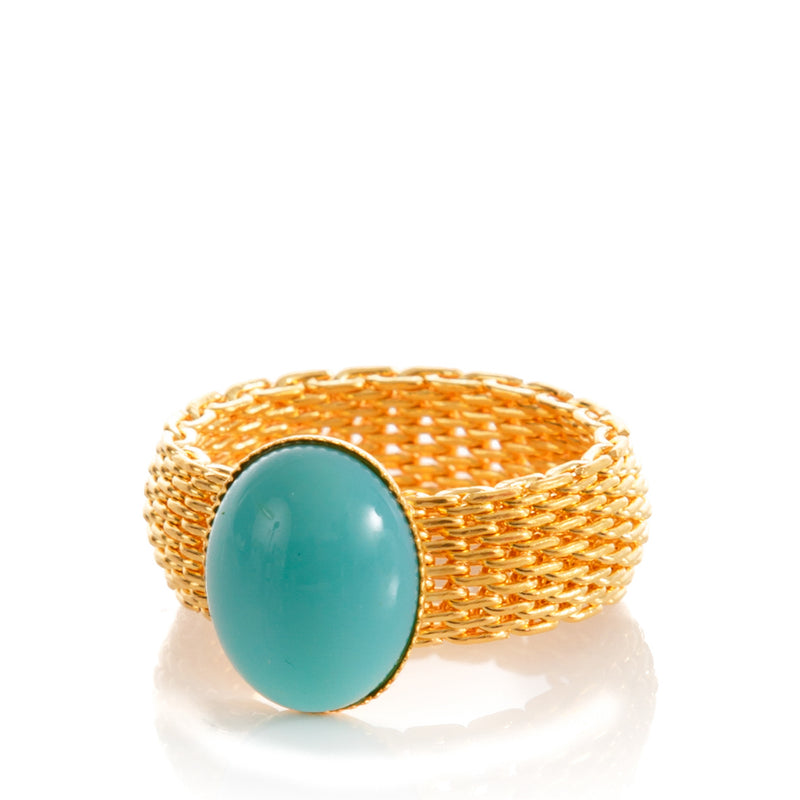 SHANTA mesh ring & turquoise cabochon